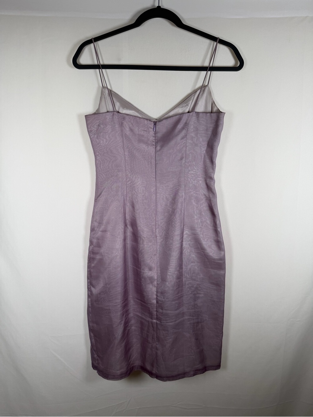 Vintage 90s Y2K Silk Lavender Slip Dress with Beaded Embroidered Accents Fairy, - Picture 8 of 9